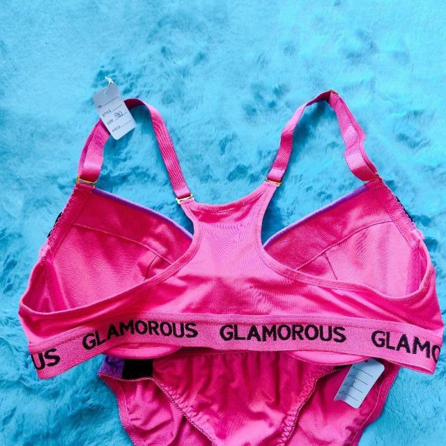 カッコ可愛いぃ。。F80×L。。スポーツテイストブラジャー&ショーツセット。。グラマー大きいサイズピンクスポブラジム着見せブラ < 女性ファッション  カッコ可愛いぃ。。F80×L。。スポーツテイストブラジャー&ショーツセット。。グラマー大きいサイズピンクスポブラジム着見せブラ < 女性ファッションの