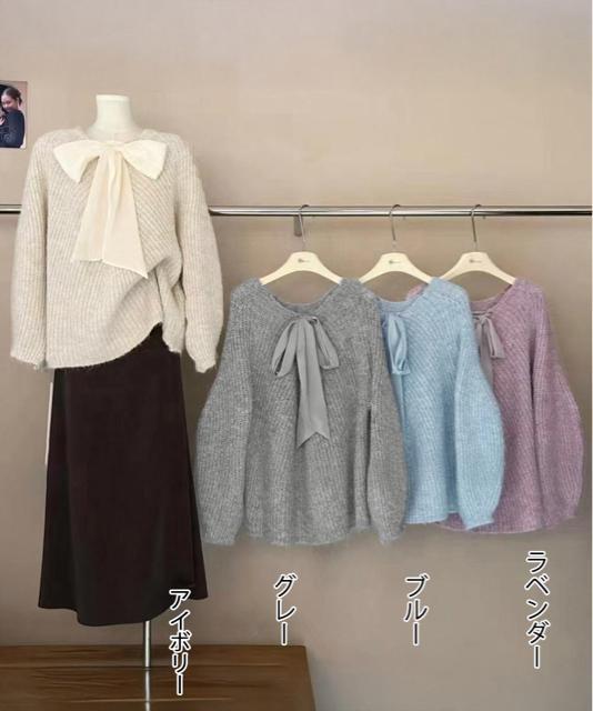送料無料 新品 ビッグリボンタイニットプルオーバー韓国風 < 女性ファッション 送料無料 新品 ビッグリボンタイニットプルオーバー韓国風 < 女性ファッションの