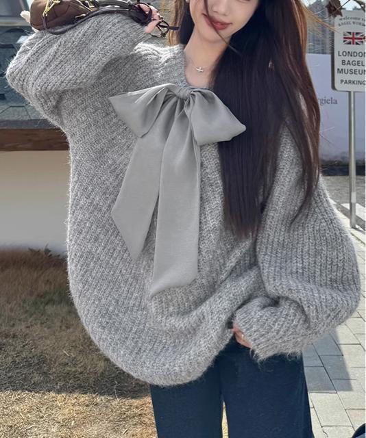 送料無料 新品 ビッグリボンタイニットプルオーバー韓国風 < 女性ファッション 送料無料 新品 ビッグリボンタイニットプルオーバー韓国風 < 女性ファッションの