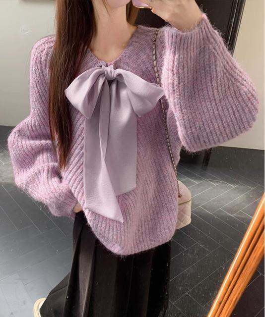 送料無料 新品 ビッグリボンタイニットプルオーバー韓国風 < 女性ファッション 送料無料 新品 ビッグリボンタイニットプルオーバー韓国風 < 女性ファッションの