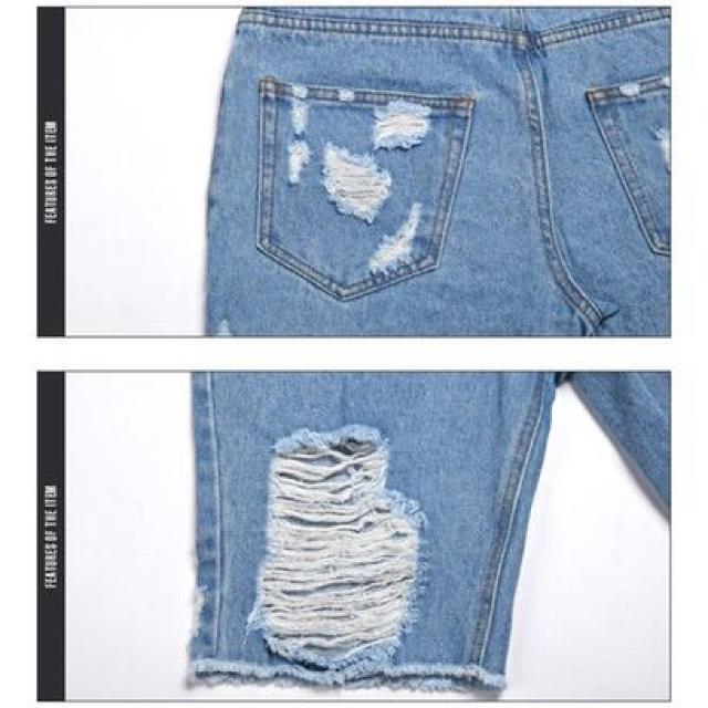 定価以下 メンズ クラッシュ ダメージ ショートデニム ショートパンツ M < 男性ファッション  定価以下 メンズ クラッシュ ダメージ ショートデニム ショートパンツ M < 男性ファッションの