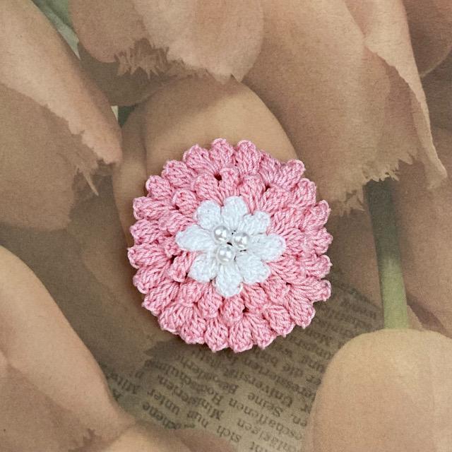 ハンドメイド♪レース編み ダリア風お花モチーフ < 女性ファッション  ハンドメイド♪レース編み ダリア風お花モチーフ  < 女性ファッションの