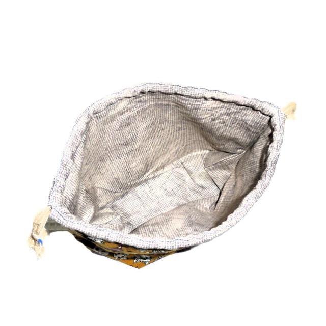 【底マチ幅が広い巾着】◆日本猫◆日本のねこちゃん図鑑・黄色×ベージュ◆裏地あり巾着 < 女性ファッション 【底マチ幅が広い巾着】◆日本猫◆日本のねこちゃん図鑑・黄色×ベージュ◆裏地あり巾着 < 女性ファッションの