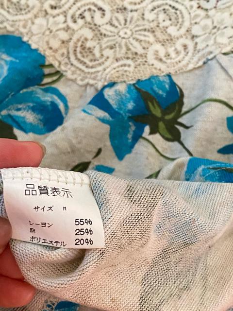 ☆綺麗なブルーバラ柄キャミソール☆麻入り☆ < 女性ファッション  ☆綺麗なブルーバラ柄キャミソール☆麻入り☆ < 女性ファッションの