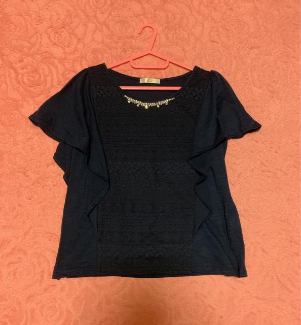 フリル袖トップス*レース*ビジューパール < 女性ファッション  フリル袖トップス*レース*ビジューパール < 女性ファッションの