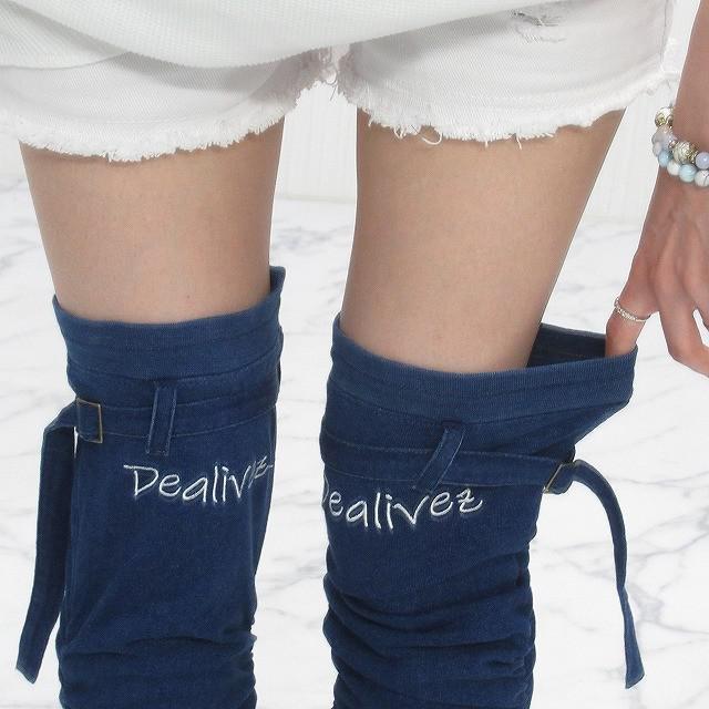 NEW最新【Dealivez】デニムレッグウォーマー/ロゴ刺繍 超美脚 脚長効果抜群 < 女性ファッション  NEW最新【Dealivez】デニムレッグウォーマー/ロゴ刺繍 超美脚 脚長効果抜群 < 女性ファッションの