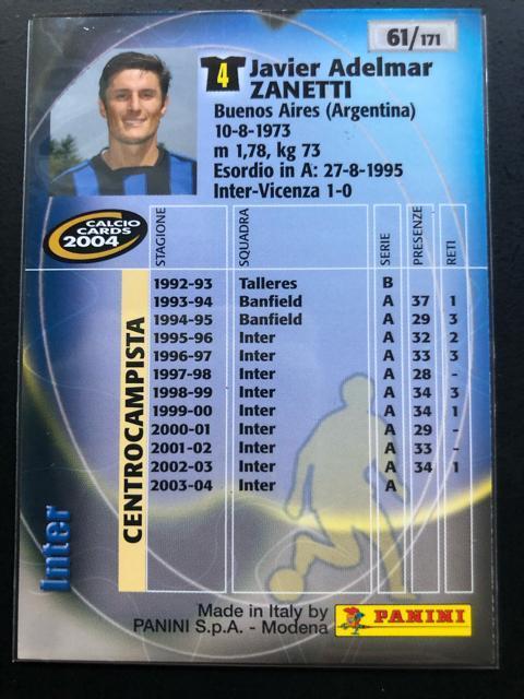 2004calcio PANINI/NO-61・inter・javier adelmar・ZANETTI < トレーディングカード  2004calcio PANINI/NO-61・inter・javier adelmar・ZANETTI < トレーディングカードの