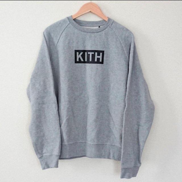 KITH Box Logo Crewneck Heather Grey 【M】 < 男性ファッション  KITH Box Logo Crewneck Heather Grey 【M】  < 男性ファッションの
