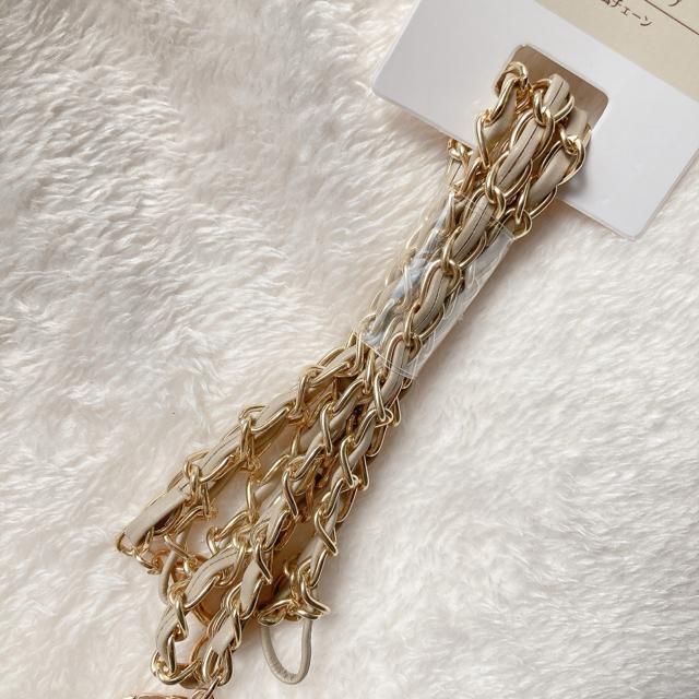 ショルダーストラップ ゴールド チェーン フェイクレザー ベージュ 110cm N2m < 女性ファッション  ショルダーストラップ ゴールド チェーン フェイクレザー ベージュ 110cm N2m < 女性ファッションの