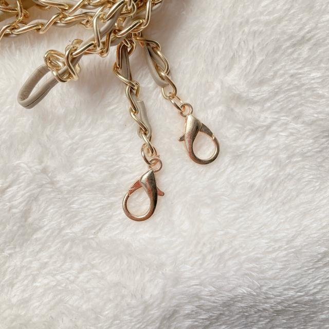 ショルダーストラップ ゴールド チェーン フェイクレザー ベージュ 110cm N2m < 女性ファッション  ショルダーストラップ ゴールド チェーン フェイクレザー ベージュ 110cm N2m < 女性ファッションの