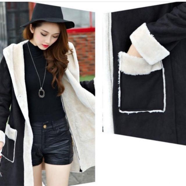 ムートンコート 裏ボアパーカーコート 厚手 裏起毛 アウター ブラック 大きいサイズ < 女性ファッション ムートンコート 裏ボアパーカーコート 厚手 裏起毛 アウター ブラック 大きいサイズ < 女性ファッションの