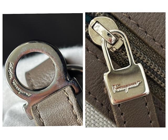 Ferragamo 【フェラガモ】 AU-22 6123 アクセサリーポーチ ミニバッグ ガンチーニ キャンバス ブラウン < ブランド  Ferragamo 【フェラガモ】 AU-22 6123 アクセサリーポーチ ミニバッグ ガンチーニ キャンバス ブラウン < ブランドの