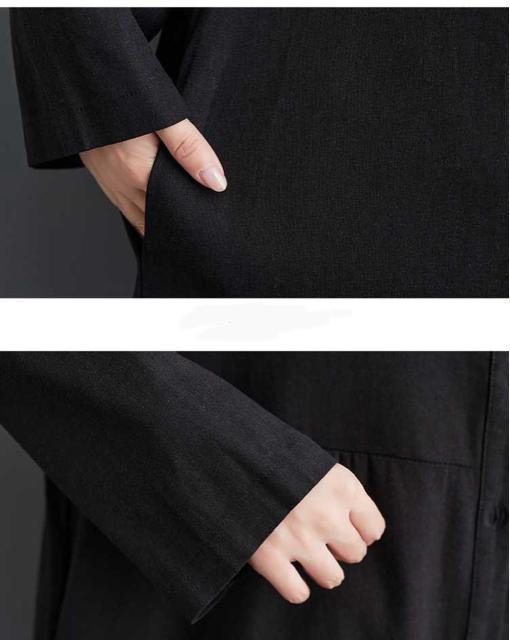 前開き シャツワンピース 刺繍花柄&ドット柄 ブラック 大きいサイズ < 女性ファッション 前開き シャツワンピース 刺繍花柄&ドット柄 ブラック 大きいサイズ < 女性ファッションの