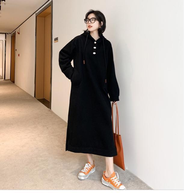 裏起毛 厚手 ロング パーカー ワンピース スリット入り ブラック 大きいサイズ < 女性ファッション 裏起毛 厚手 ロング パーカー ワンピース スリット入り ブラック 大きいサイズ < 女性ファッションの