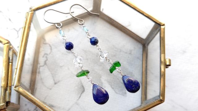 *ラピスラズリの冷色ピアス*SF 23059 < 女性アクセサリー/時計 *ラピスラズリの冷色ピアス*SF 23059 < 女性アクセサリー/時計の