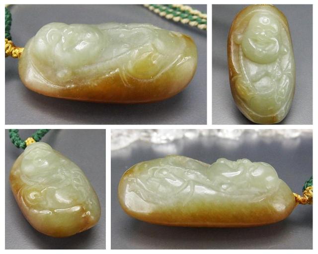 一点物和田玉天然石手彫り布袋様仏像木綿紐ネックレスUK1-7-08RYZa < 女性アクセサリー/時計  一点物和田玉天然石手彫り布袋様仏像木綿紐ネックレスUK1-7-08RYZa < 女性アクセサリー/時計の