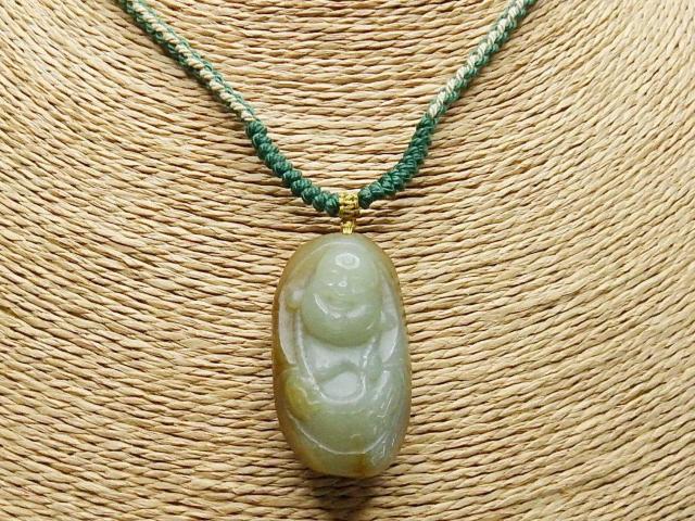 一点物和田玉天然石手彫り布袋様仏像木綿紐ネックレスUK1-7-08RYZa < 女性アクセサリー/時計  一点物和田玉天然石手彫り布袋様仏像木綿紐ネックレスUK1-7-08RYZa < 女性アクセサリー/時計の