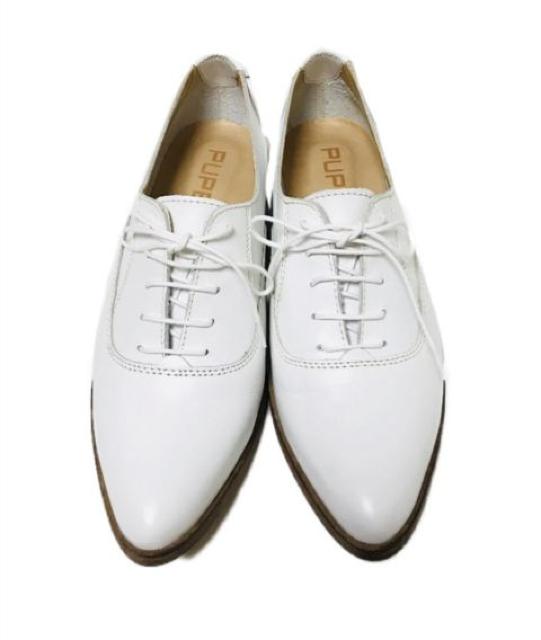 (24.5)PUPE〓ポインテッドトゥ白オックスフォードシューズ紐パンプス新品 < 女性ファッション (24.5)PUPE〓ポインテッドトゥ白オックスフォードシューズ紐パンプス新品 < 女性ファッションの