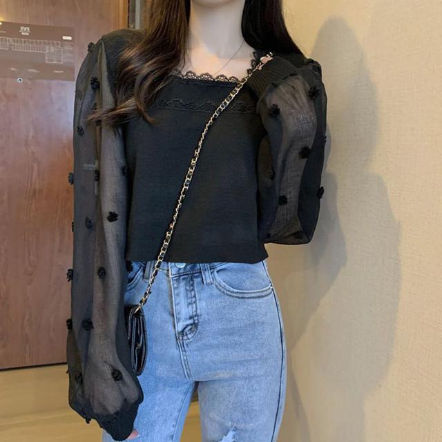 送料無料 新品 ニットブラウス 袖切り替えニットトップス < 女性ファッション  送料無料 新品 ニットブラウス 袖切り替えニットトップス < 女性ファッションの