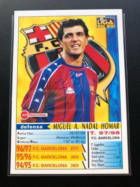 1998MUNDI・CROMO/NO-5・FCバルセロナ・ミゲル・アンヘル・ナダル < トレーディングカード  1998MUNDI・CROMO/NO-5・FCバルセロナ・ミゲル・アンヘル・ナダル < トレーディングカードの