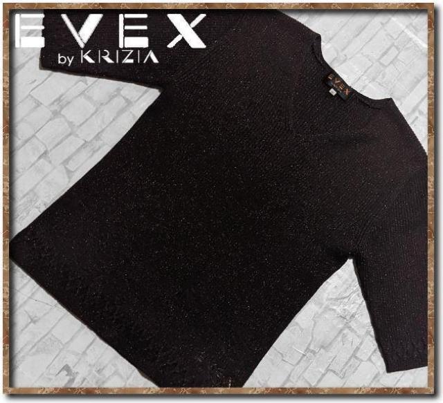 エヴェックスバイクリツィア 刺繍&ラメ入りVネックニット 茶 < ブランド エヴェックスバイクリツィア 刺繍&ラメ入りVネックニット 茶 < ブランドの