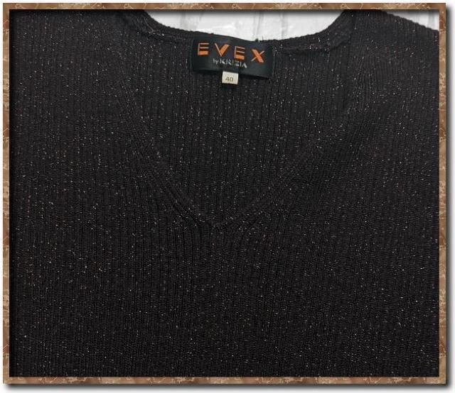 エヴェックスバイクリツィア 刺繍&ラメ入りVネックニット 茶 < ブランド エヴェックスバイクリツィア 刺繍&ラメ入りVネックニット 茶 < ブランドの