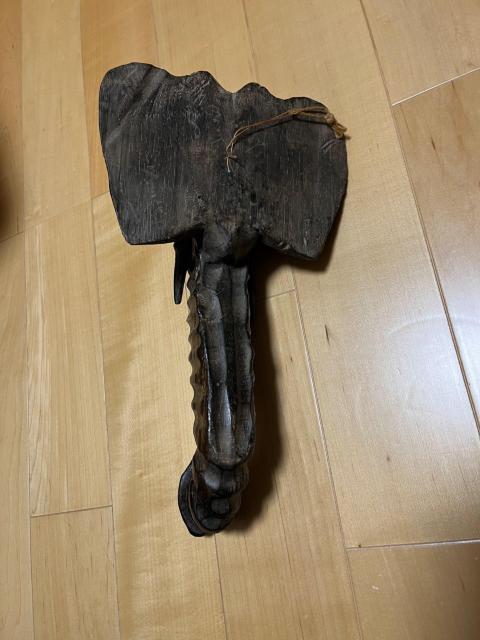 木彫りの象の頭のオブジェ < インテリア/ライフ 木彫りの象の頭のオブジェ < インテリア/ライフの