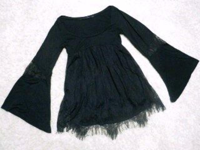 【LIP SERVICE/リップサービス】《New》フレアスリーブ*レースワンピ<ブラック> < ブランド 【LIP SERVICE/リップサービス】《New》フレアスリーブ*レースワンピ<ブラック> < ブランドの