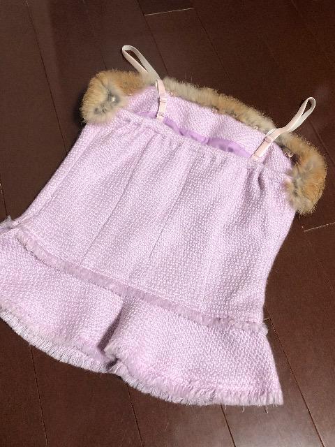 美品〈ファー付きウール混〉肩紐トップス脱着毛皮(ピンクパープル)Sサイズ < 女性ファッション  美品〈ファー付きウール混〉肩紐トップス脱着毛皮(ピンクパープル)Sサイズ < 女性ファッションの