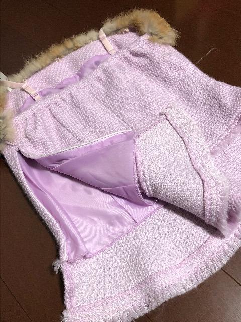 美品〈ファー付きウール混〉肩紐トップス脱着毛皮(ピンクパープル)Sサイズ < 女性ファッション  美品〈ファー付きウール混〉肩紐トップス脱着毛皮(ピンクパープル)Sサイズ < 女性ファッションの