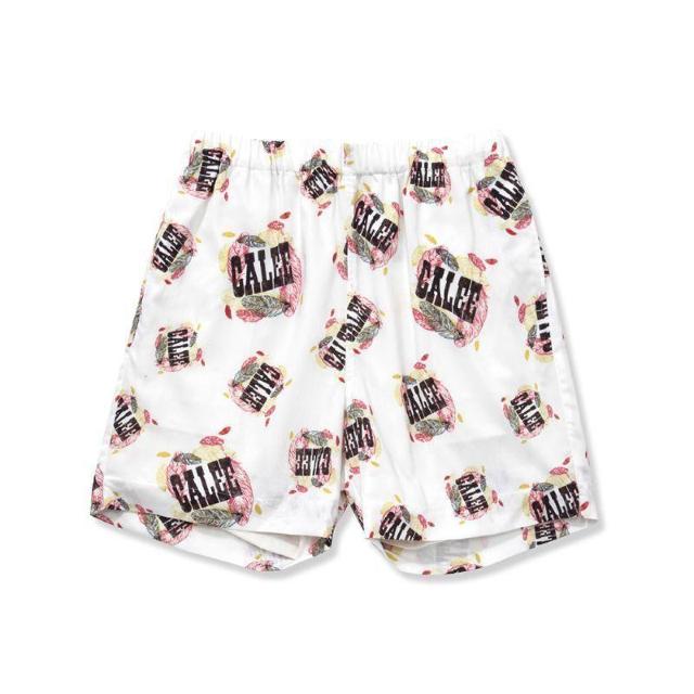 新品 CALEE キャリー アロハ フェザー柄 イージーショーツ L 白 ハーフパンツ easy shorts < ブランド  新品 CALEE キャリー アロハ フェザー柄 イージーショーツ L 白 ハーフパンツ easy shorts  < ブランドの