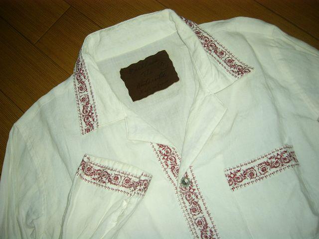 バックボーンBACKBONEチロリアンシャツM白ステッチ刺繍定価4万 < ブランド  バックボーンBACKBONEチロリアンシャツM白ステッチ刺繍定価4万 < ブランドの