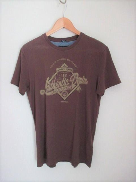 ☆ARMANI JEANS アルマーニ ジーンズ プリント Tシャツ/メンズ/M/ブラウン < ブランド ☆ARMANI JEANS アルマーニ ジーンズ プリント Tシャツ/メンズ/M/ブラウン < ブランドの