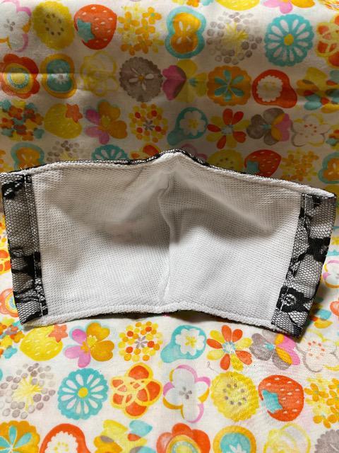 HMオシャレマスク黒花柄レース×白 < 女性ファッション  HMオシャレマスク黒花柄レース×白 < 女性ファッションの