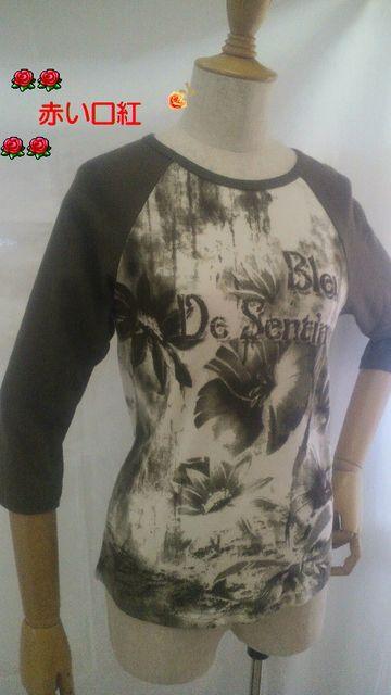 Mサイズ*bon bonanzaインド製七分袖・プリントTシャツカーキ < 女性ファッション  Mサイズ*bon bonanzaインド製七分袖・プリントTシャツカーキ  < 女性ファッションの