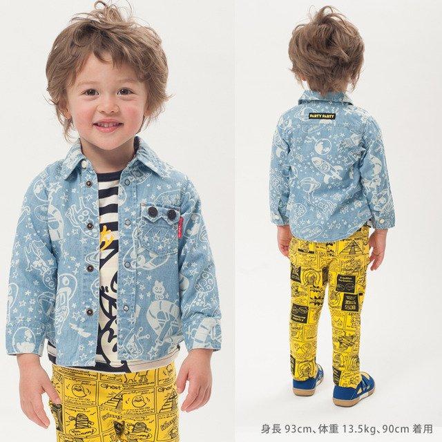 新品抜染総柄シャツ120青partyparty < ブランド 新品抜染総柄シャツ120青partyparty < ブランドの