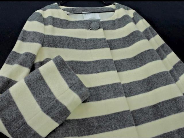 美品☆IENA(イエナ)ボーダー柄ノーカラーウールロングコート☆ < ブランド 美品☆IENA(イエナ)ボーダー柄ノーカラーウールロングコート☆ < ブランドの