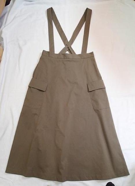 ■GU ジーユー/サロペンダースカート ロング丈/カーキ/大きいサイズXL < 女性ファッション ■GU ジーユー/サロペンダースカート ロング丈/カーキ/大きいサイズXL < 女性ファッションの