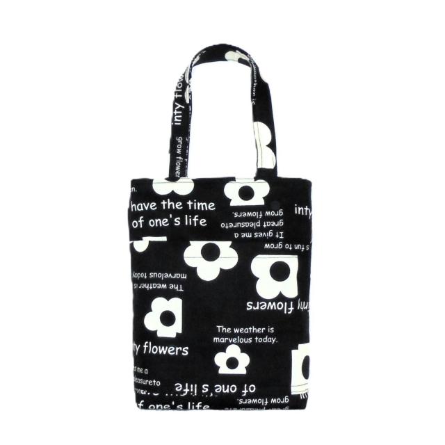 ◆くったりタイプ◆スクエアベーシックトートバッグ◆dainty flowers【黒】◆可愛い花◆外ポケ@ < 女性ファッション ◆くったりタイプ◆スクエアベーシックトートバッグ◆dainty flowers【黒】◆可愛い花◆外ポケ@ < 女性ファッションの