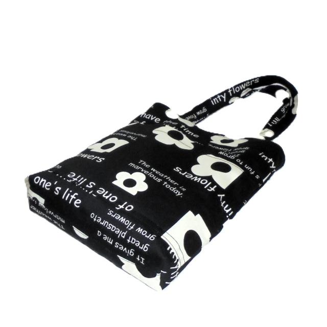 ◆くったりタイプ◆スクエアベーシックトートバッグ◆dainty flowers【黒】◆可愛い花◆外ポケ@ < 女性ファッション ◆くったりタイプ◆スクエアベーシックトートバッグ◆dainty flowers【黒】◆可愛い花◆外ポケ@ < 女性ファッションの