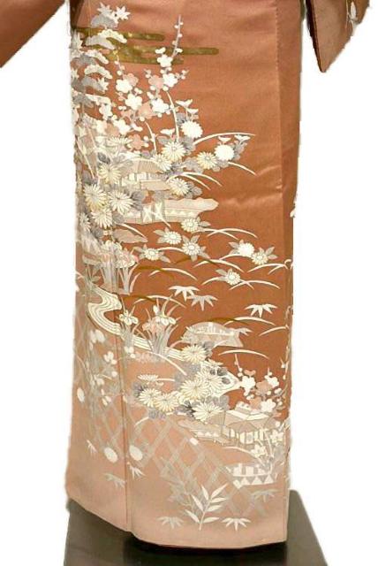 訪問着 中古 着物 送料無料 身丈160.5cm 裄丈66cm 最高級 新品同様 金彩 シシュウ 花柄 1つ紋 正絹 T3595 < 女性ファッション 訪問着 中古 着物 送料無料 身丈160.5cm 裄丈66cm 最高級 新品同様 金彩 シシュウ 花柄 1つ紋 正絹 T3595 < 女性ファッションの