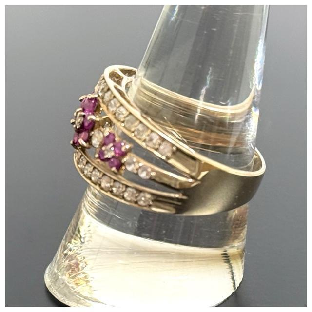 K10PG ルビー ホワイトサファイア フラワー リング < 女性アクセサリー/時計 K10PG ルビー ホワイトサファイア フラワー リング < 女性アクセサリー/時計の