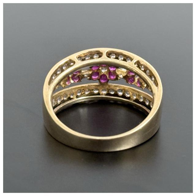 K10PG ルビー ホワイトサファイア フラワー リング < 女性アクセサリー/時計 K10PG ルビー ホワイトサファイア フラワー リング < 女性アクセサリー/時計の