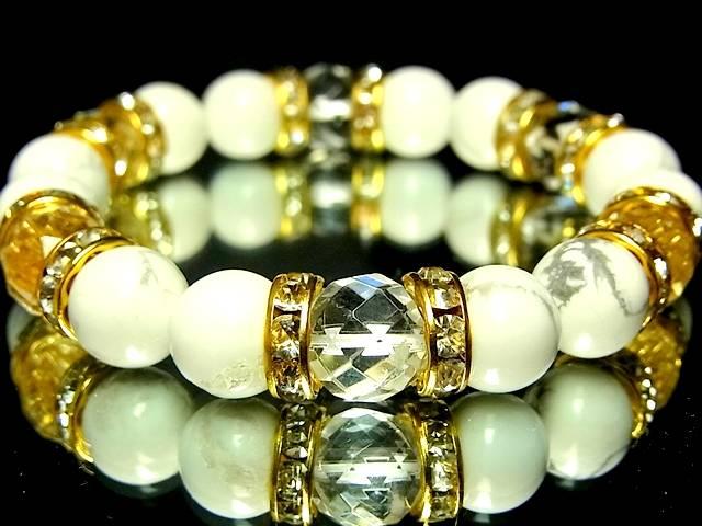 ダイヤカット水晶§ハウライトホワイトターコイズ§10ミリ§金ロンデル < 女性アクセサリー/時計 ダイヤカット水晶§ハウライトホワイトターコイズ§10ミリ§金ロンデル < 女性アクセサリー/時計の