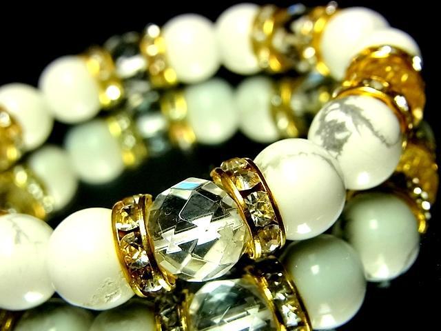 ダイヤカット水晶§ハウライトホワイトターコイズ§10ミリ§金ロンデル < 女性アクセサリー/時計 ダイヤカット水晶§ハウライトホワイトターコイズ§10ミリ§金ロンデル < 女性アクセサリー/時計の