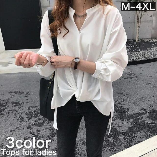 爆ヤス価格1,990円★ゆったり着られるシンプルなデザインのレディース用ブラウス♪ネイビーXL < 女性ファッション  爆ヤス価格1,990円★ゆったり着られるシンプルなデザインのレディース用ブラウス♪ネイビーXL < 女性ファッションの