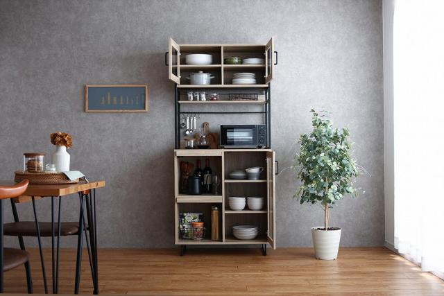 【送料無料】Walter ガラス扉キッチン収納 食器 レンジ 調理家電 フラップ扉 < インテリア/ライフ 【送料無料】Walter ガラス扉キッチン収納 食器 レンジ 調理家電 フラップ扉 < インテリア/ライフの