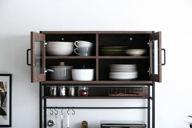 【送料無料】Walter ガラス扉キッチン収納 食器 レンジ 調理家電 フラップ扉 < インテリア/ライフ 【送料無料】Walter ガラス扉キッチン収納 食器 レンジ 調理家電 フラップ扉 < インテリア/ライフの