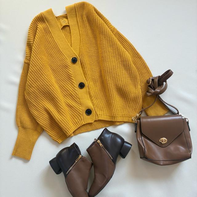 ◆美品◆オズモーシス◆ざっくりローゲージニットカーディガン◆マスタードイエロー < 女性ファッション  ◆美品◆オズモーシス◆ざっくりローゲージニットカーディガン◆マスタードイエロー < 女性ファッションの