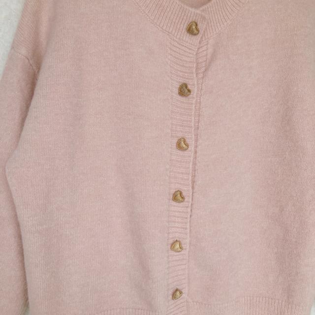 LAFFMO ラフモ 厚手 長袖 ニット カーディガン ハート型ボタン F N2m < 女性ファッション LAFFMO ラフモ 厚手 長袖 ニット カーディガン ハート型ボタン F N2m < 女性ファッションの